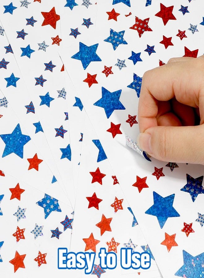 Fenreen Patriotic Stickers, 900 PCS 4th of July Stickers, Glitter Red White Blue Star Sticker, American Flag Independence Day Veterans Day Sticker Decal for DIY Crafts Postcards Party Decoration - Image 4